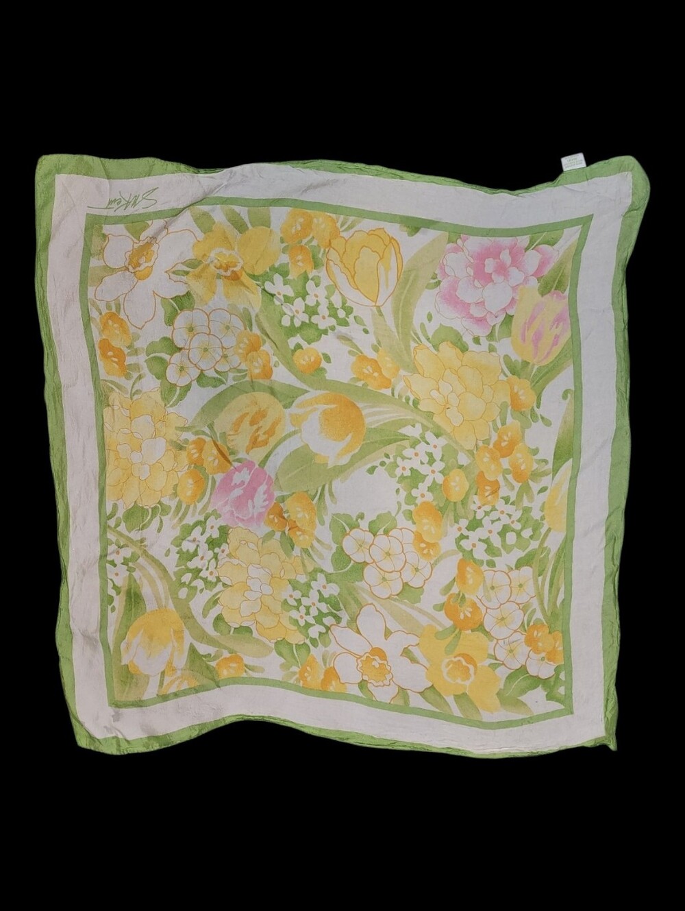 Vintage 1970s Avon SM Kent Floral Cottagecore Square Scarf